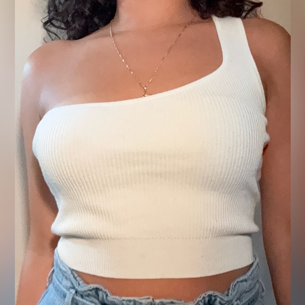 Windsor asymmetrical white crop top